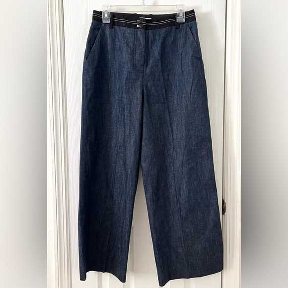 ELIZABETH & JAMES Hudson Cropped Wide Leg Denim/Linen Trousers Size 6 - Picture 2 of 9